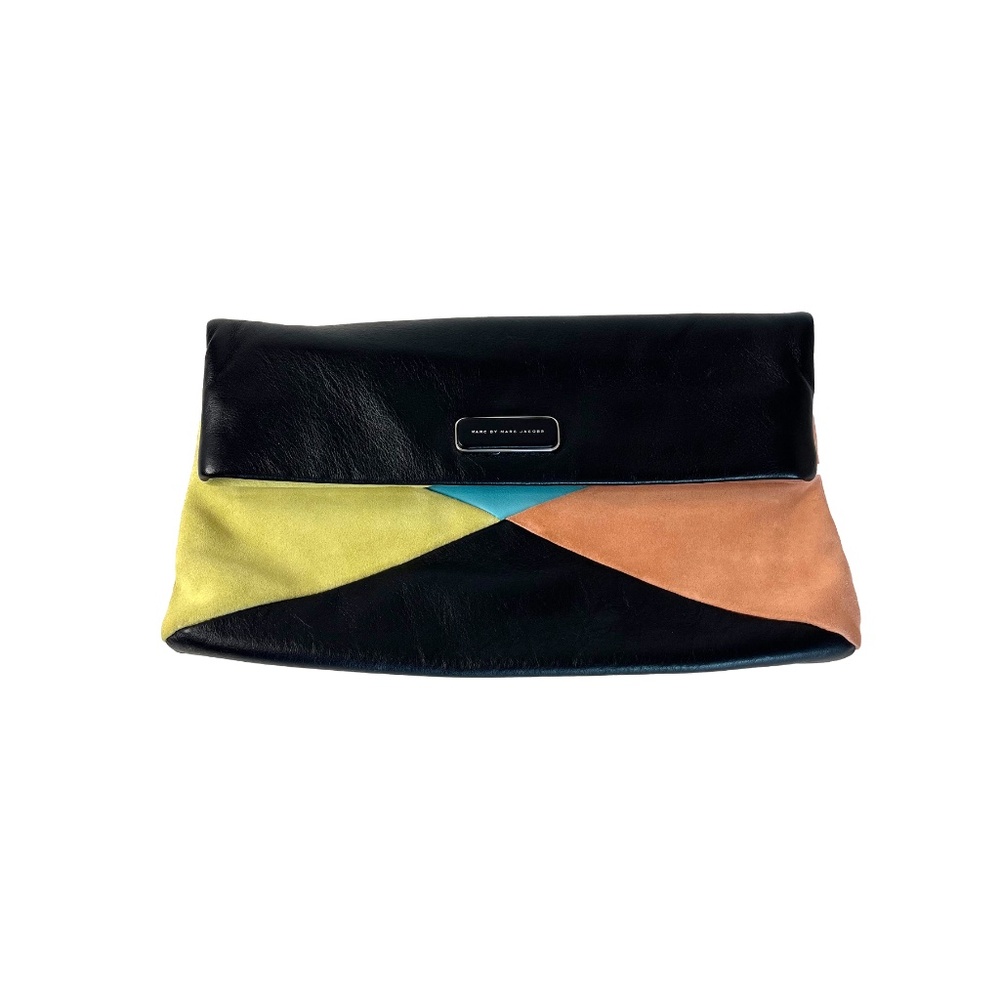 Marc Jacobs Leather & Suede Colorblock Fold-Over Clutch